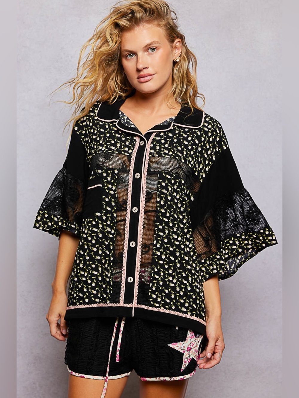 POL “ After Hours “ Button Down Top | Black